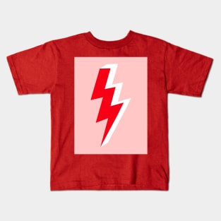 Red and White Triple Lightning Bolt on Pink Kids T-Shirt